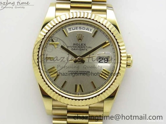 0116 Day-Date 40mm 228239 BP New Dial Version 904 YG Silver Roman Markers Dial on SS President Bracelet A Popular 2806